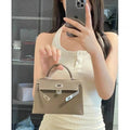 Palm grain cowhide second generation kelly bag 2024new arrivaltrendyminiclassy sense genuine leather satchel shoulder crossbody bag