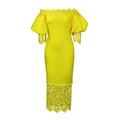 European and american plus size women's new fashionable and elegant lace patchwork off-the-shoulder bridesmaid dress/evening gown - wholesale dress