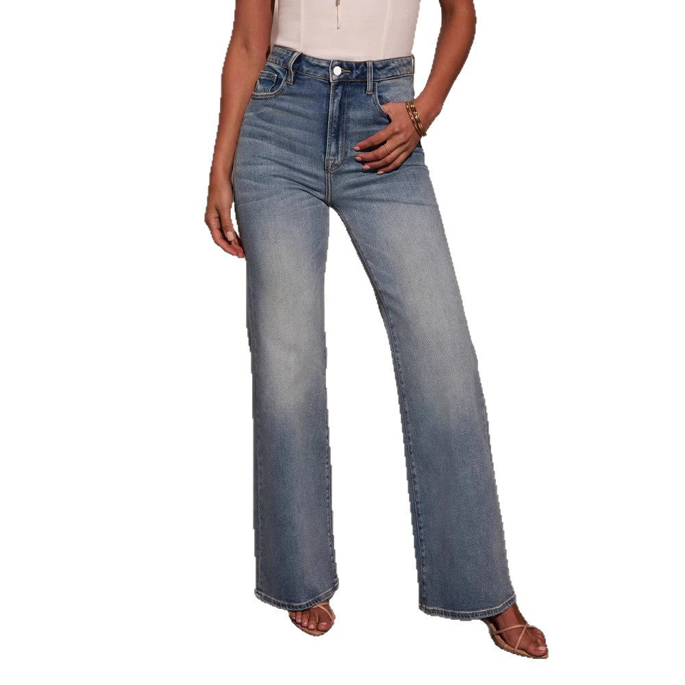 Exportfashionjeans women's new hot-selling cross-border elegantwork clothingloose pants washed stretch fashionjeans