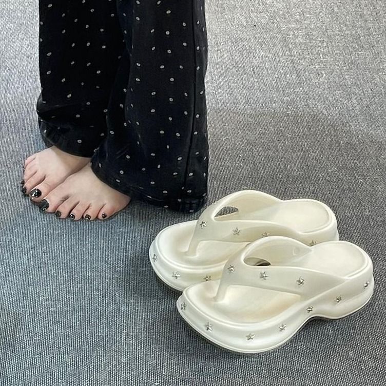 5.0 thick sole heightened star sandals women's outwear 2025 summer new flip flops fashionplatform shoes bottom slippers