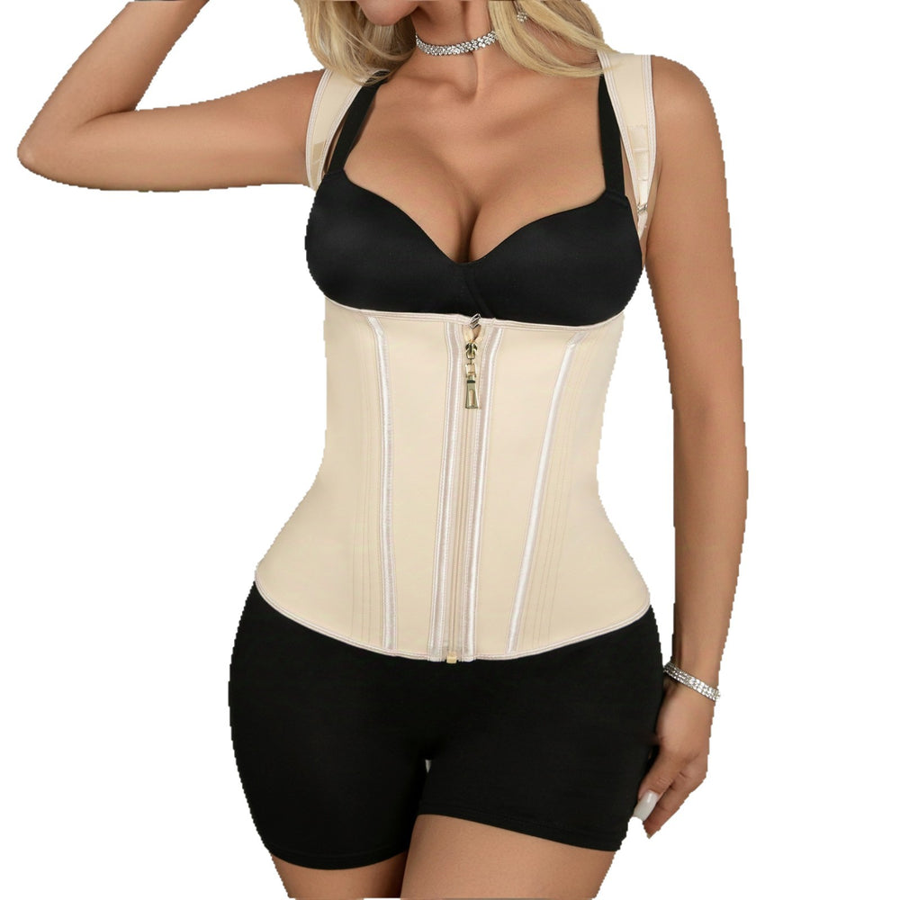 fashion hourglass shapewear latex vest shapewear 15-bone zipper vest style tummy control belt manufacturer