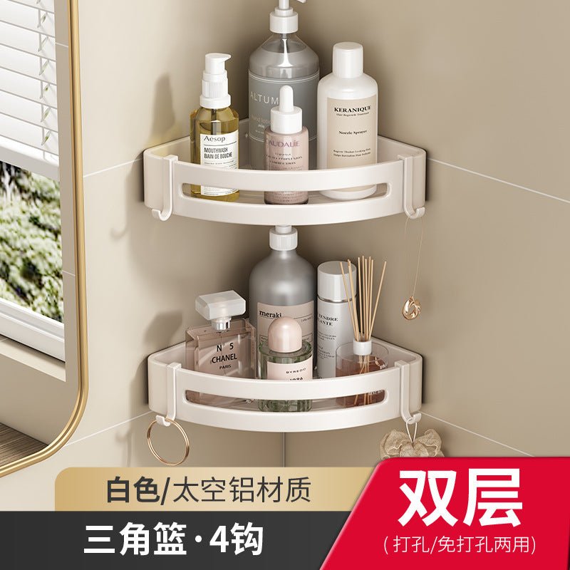 White Toilet Shelf No Punching Triangular Bathroom Toilet Wash Table Wall Mounted Wall Storage Toilet