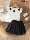 cross-border girls' fashion set: european & american style floral solid color halter top + a-line pleated skirt two-piece outfit