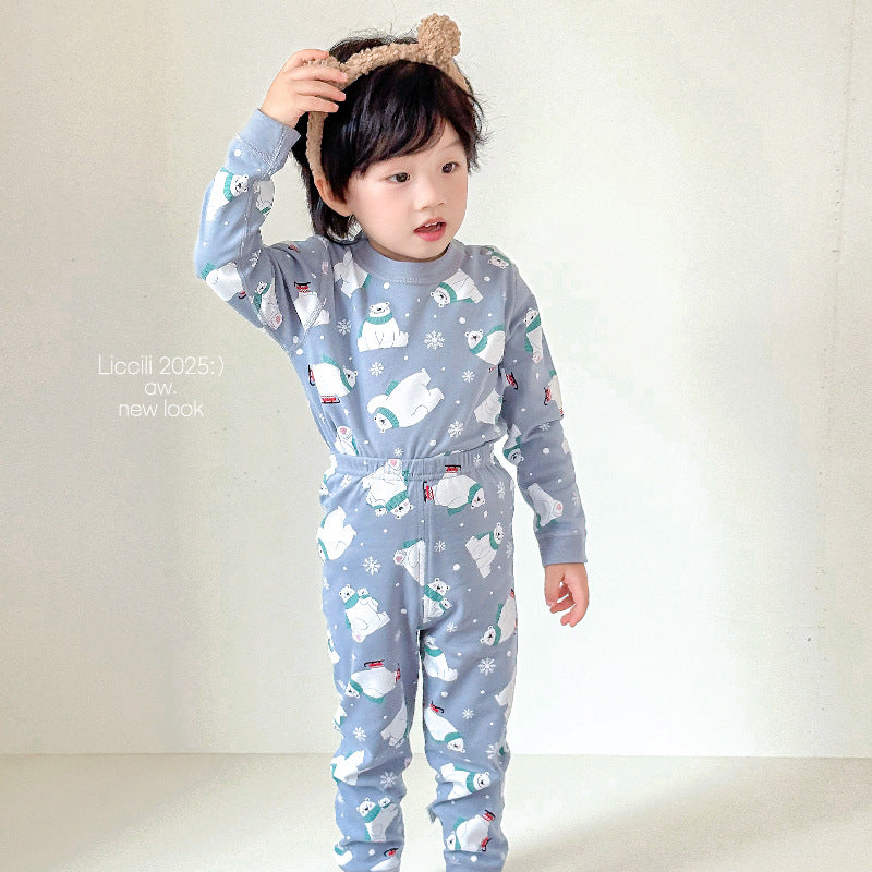 Kids' fall/winter thermal underwear set - warm base layer for boys and girls, perfect for home wear (sizes for toddlers to big kids)