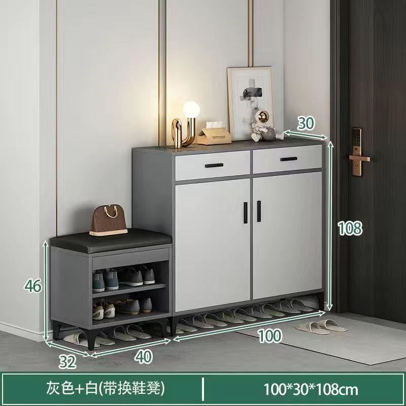 Entryway shoe cabinet storage organizer, large capacity shoe rack, indoor home shoe cabinet, hallway aisle shoe changing bench