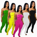 Fashion cross-border supply  women's clothing silm side tie pleated milk silk flat chest jumpsuit
