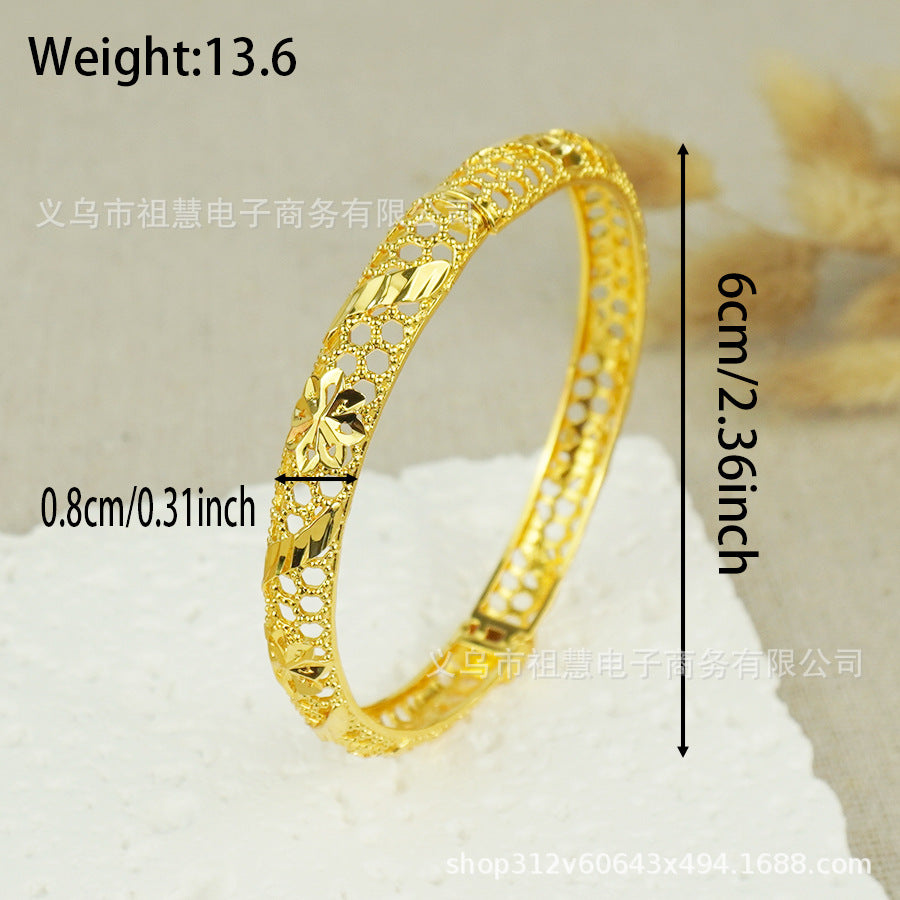 Gold plated bangle ethiopian women's luxury sparkling bracelet middle eastern wedding dubai bridal party gift