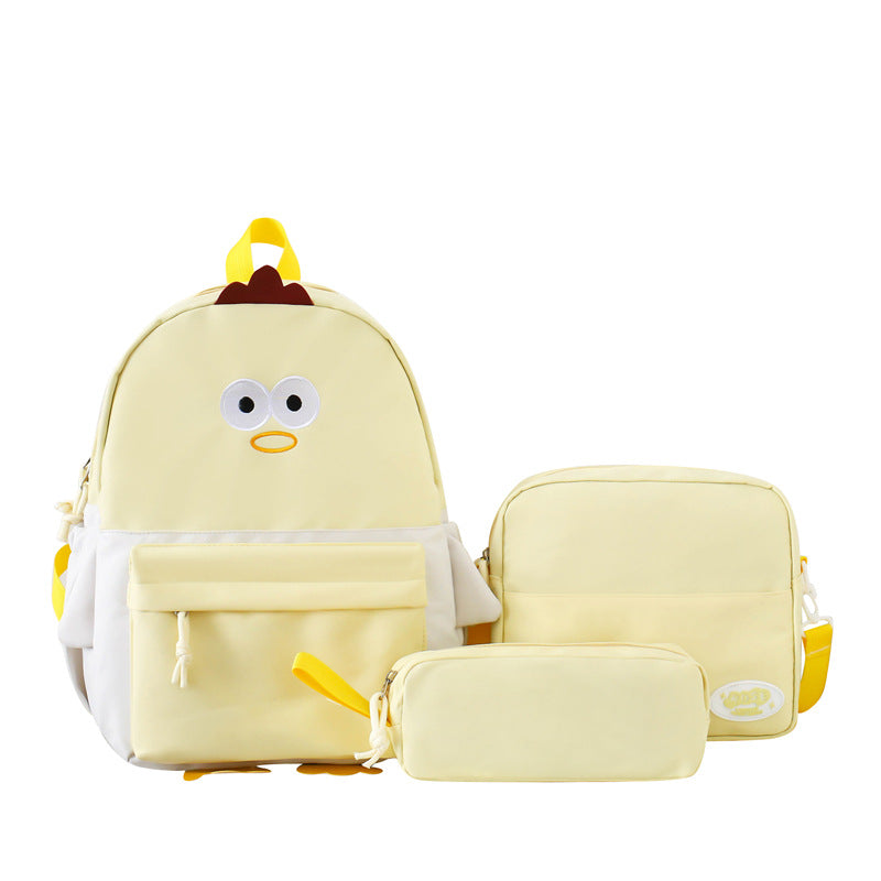 Primary and secondary school students schoolbag Japanese cartoon women's shoulder bag cute soft cute chicken foreign style girl schoolbag pencil case