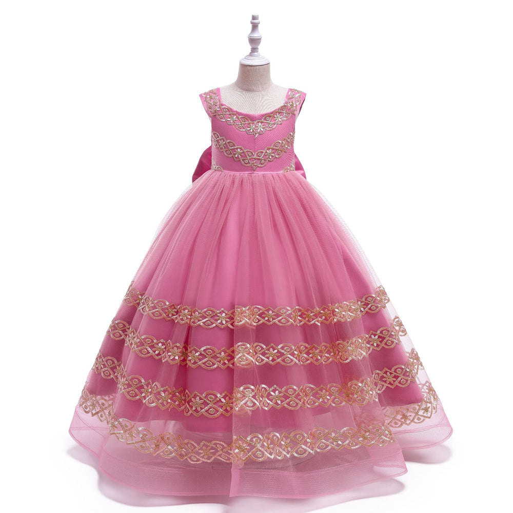 Amazon long embroidered children's dress princess gown girls' runway flower girl evening dress children's gown