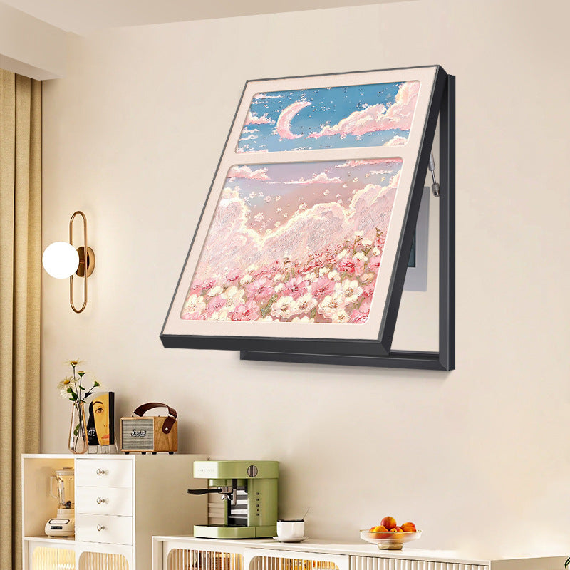 French Cream Wind Meter Box Decorative Painting Pink Vertical Moon Abstract Flower Advanced Inductor Box Block Painting