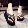 Shining jiao women's sandals 2026 new style outdoor flip-flops super high heel slippers women's summer internet celebrity fashion beach shoes