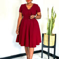 D588  foreign trade women's fashion european and american style elegant peter pan collar short sleeve stretchy a-line african dress