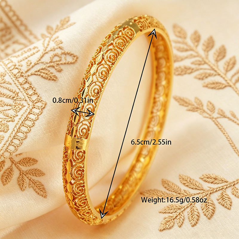 Middle eastern retro filigree hollow-out bangle ethnic style thin gold-plated bangle set cross-border women's bracelet wholesale