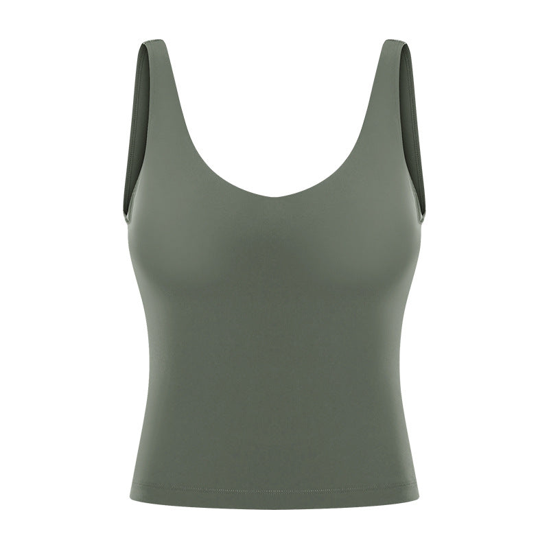 Spring/summer v-neck long yoga tank top for women - u-back, skin-friendly, nude feel, slimming yoga top dt039
