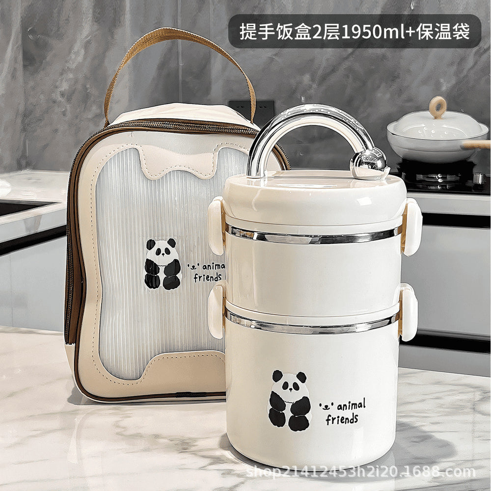 Insulated lunch box 304 stainless steel office workers can be heated in microwave lunch box students kids meal hot pot bowl