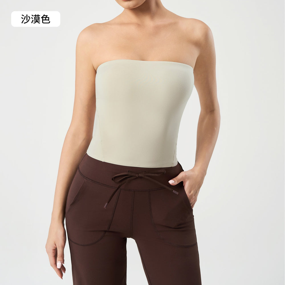 Strapless bandeau tank top - women's slimming, seamless, backless design - perfect for gym, yoga, or layering - daw176
