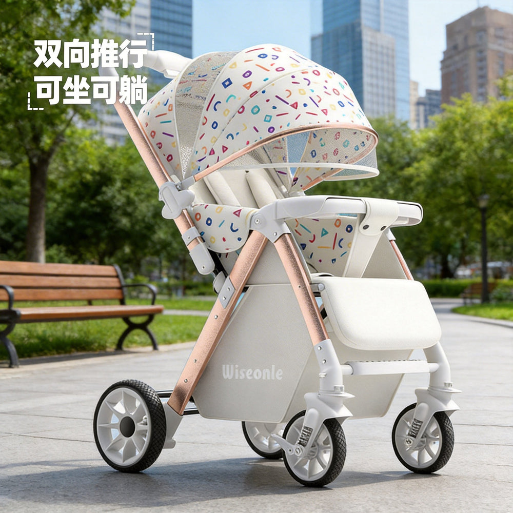 Baby stroller, reclining newborn baby, lightweight, foldable, two-way landscape, kids can sit, handy gadget, foldable, one-hand foldable