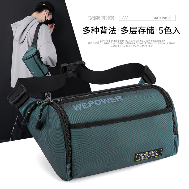 Cross-border new trendy men's breast bag large-capacity shoulder bag anti-splashing messenger bag casual outdoor sports fanny pack