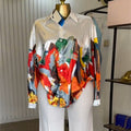 European and american cross-border women's fashion  summer new arrival: elegant turn-down collar, loose-fit printed long-sleeve shirt and wide-leg pants set