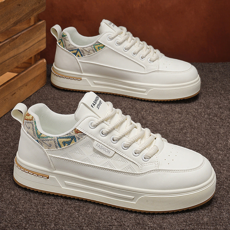 Men's white sneakers - 2026 spring new collection: lightweight casual skate shoes, retro style, versatile, breathable, trendy sports shoes for teens