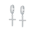 European and american high-end s925 sterling silver ins cross earrings, full zircon personalized stud earrings, trendy and versatile for men and women