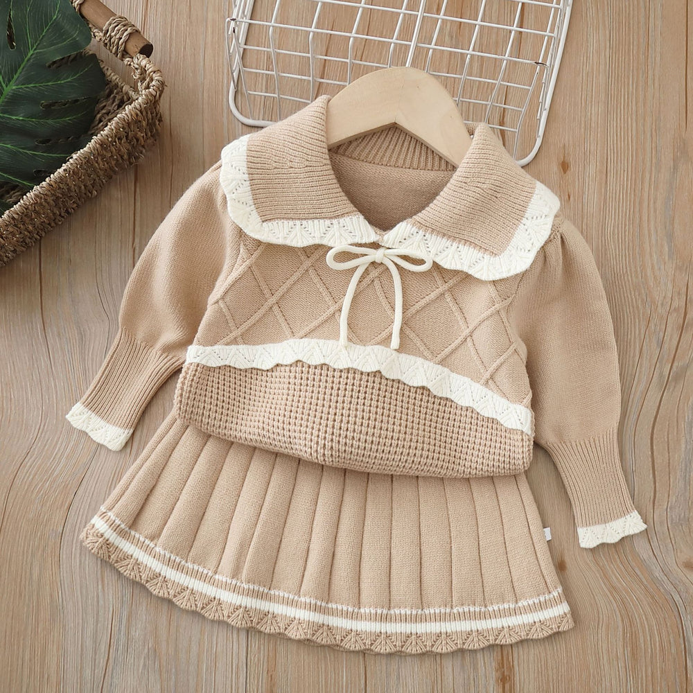 Dropshipping  autumn new girls' sweater two-piece set - sweet & chic chanel-inspired outfit