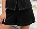 European and american cross-border e-commerce women's summer   washed new sleeveless casual denim shorts set