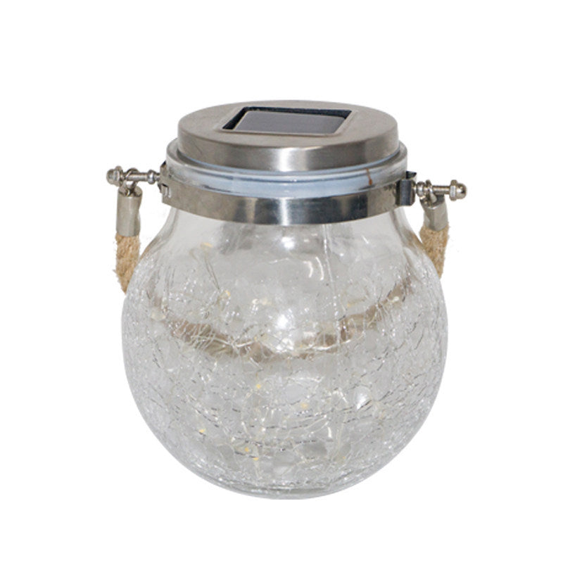 Solar powered outdoor waterproof crackle jar lights - hanging lanterns for balconies, gardens, yards, trees, and walkways