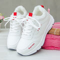 Low ankle cotton shoes for women 2025winternew arrivalk-style leather fleece-linedheattechflats female student sports sneakers for women