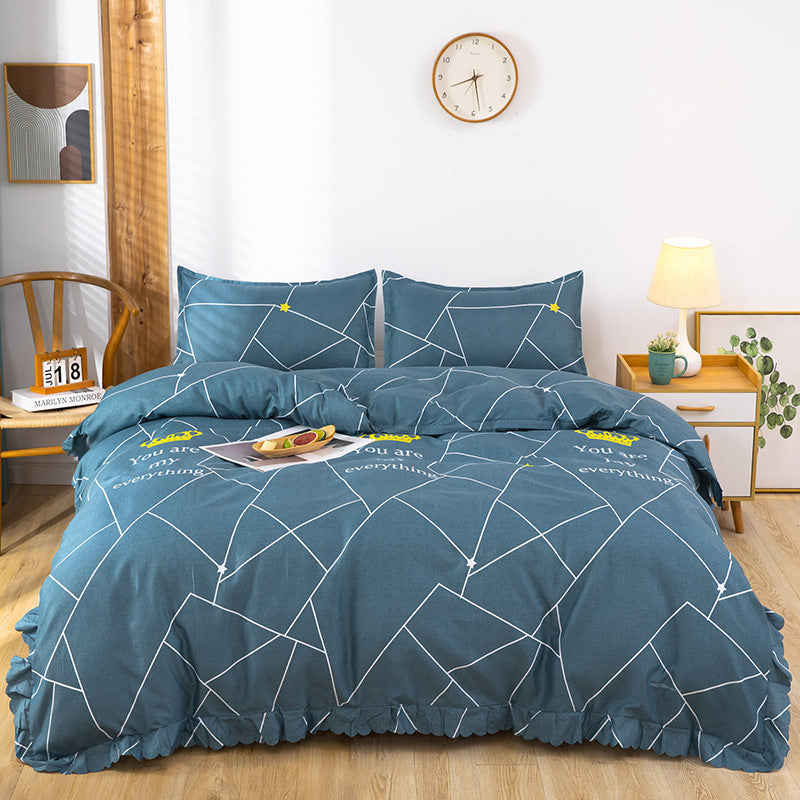 Korean style lace duvet cover, king size 220*240cm, princess duvet cover, student dorm single duvet cover, cartoon wedding bedding