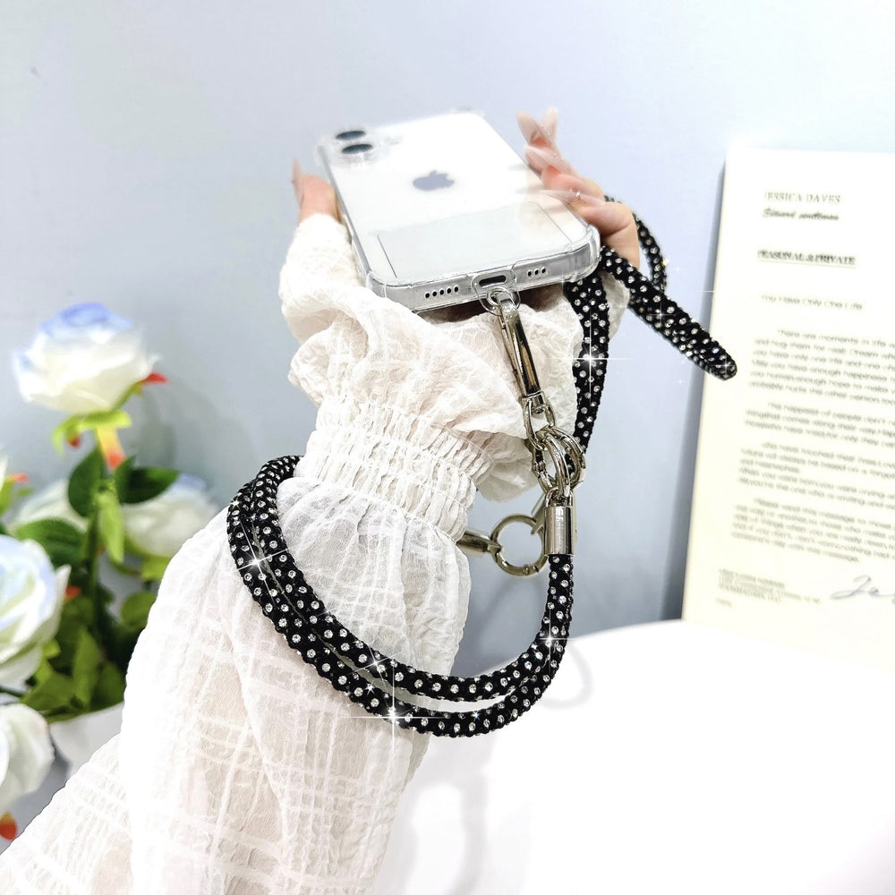 High-end, understated luxury: 0.7mm full diamond, 3-in-1 multi-functional phone chain, crossbody candy-colored multi-shape sparkling diamond goddess lanyard