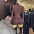 European and american cross-border women's fashion  summer new sexy hot girl studded stretch bodycon jumpsuit shorts set