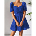 cross-border new women's babydoll dress with heart neckline, short sleeves, and puff sleeves