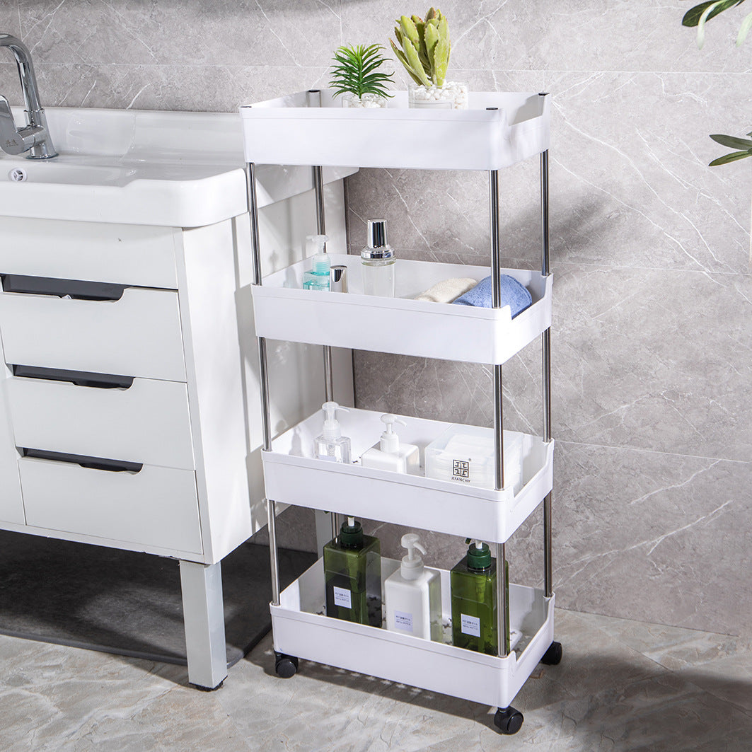Seam rack Plastic multi-layer trolley Kitchen rack Multifunctional bathroom Toilet floor storage rack