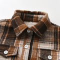 New plaid shirt for boys and girls - autumn/winter outerwear - spring/autumn boys' lapel open collar children's shirt