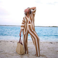 "vip exclusive" cross-border e-commerce source factory: european and american style women's knitted striped sexy pant suit