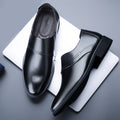 Men's leather dress shoes - 2024 spring collection: premium business casual, hidden heel, versatile, and available in plus sizes