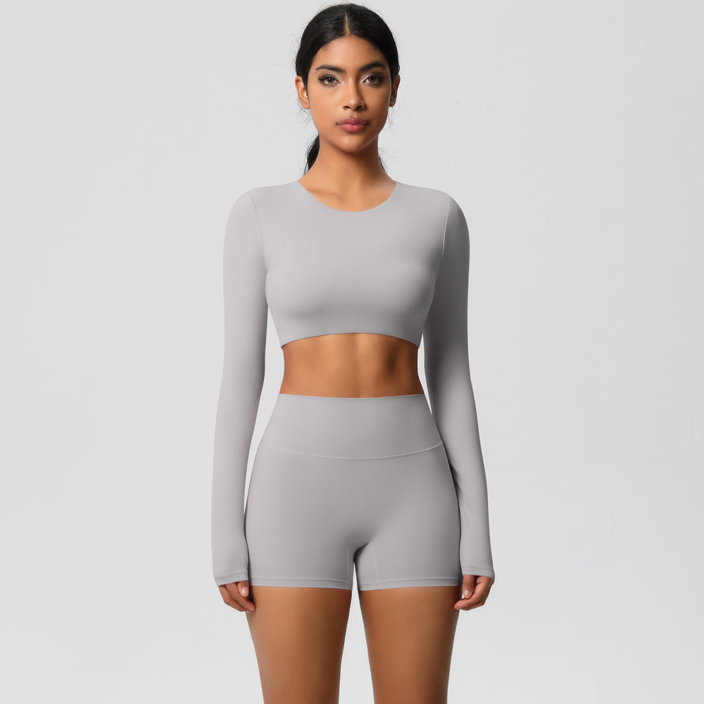 European and american nude feel brushed solid color yoga outfit set - quick-dry, breathable, 8-piece running & fitness activewear set for women