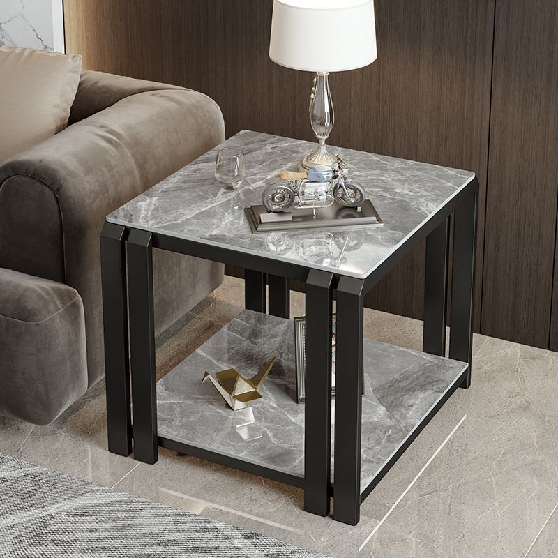 Scandinavian modern accessible luxury style sofa side table casual living room double layer side table italian slate corner table square small coffee table