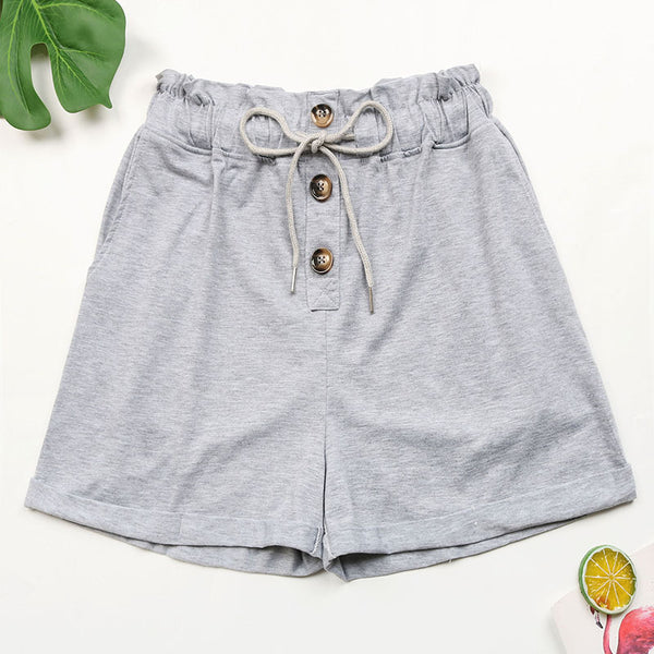Independent Station Cross-border Foreign Trade 2023 Summer New European and American Pants Solid Color Elastic Casual Shorts Women