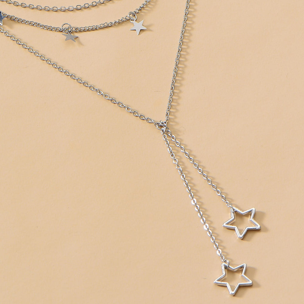 Long tassel hollow star pendant wholesale cross-border hundreds of layers of star necklace high-end fashion jewelry