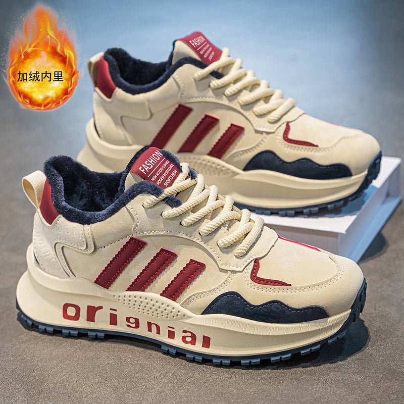 Men's shoes 2025 fall/winter new arrivals: versatile fleece-lined warm cotton shoes, chunky sole agnes shoes, athletic casual dad shoes, trendy footwear