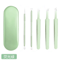 Stainless steel blackhead remover kit - 5 piece set for pimple, blackhead, whitehead, and cyst extraction - ready to ship