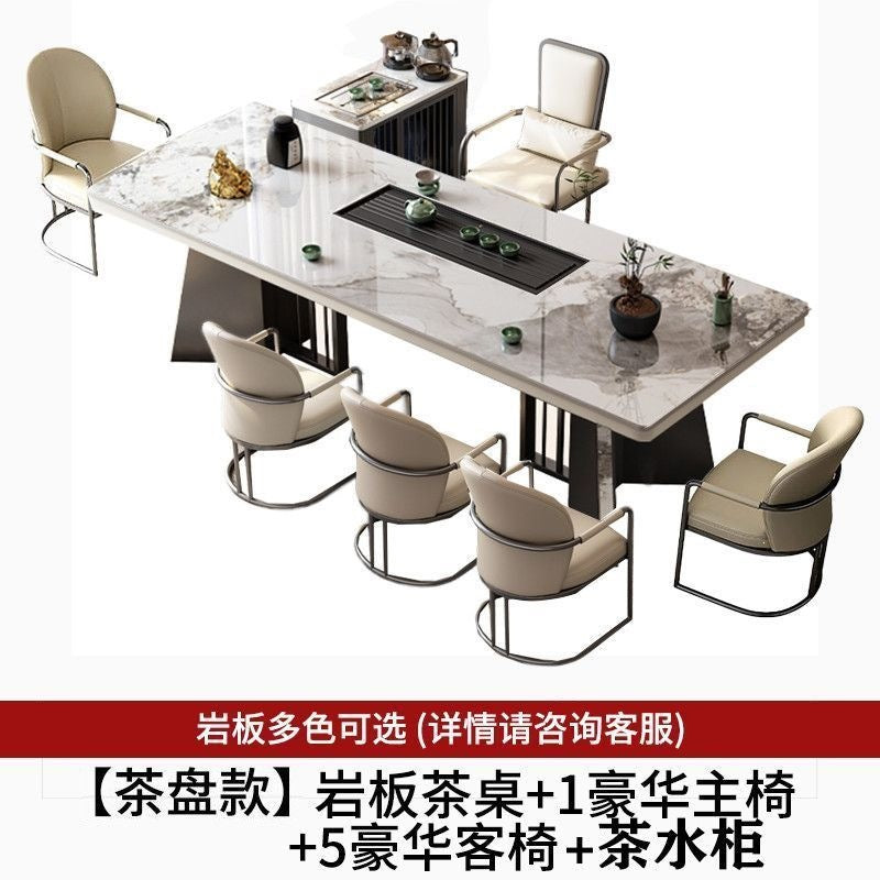 New chinoiserie luxury stone slate tea table table modern tea table and chair combination casualaccessible luxury office large board table tea making table