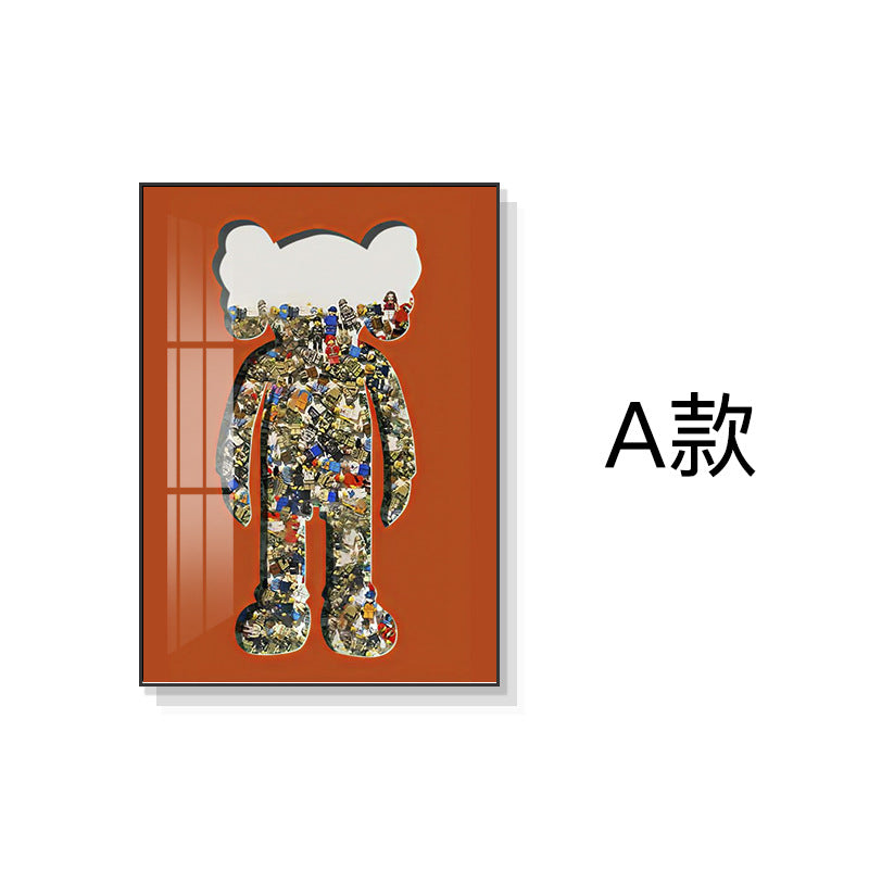 Kaws tide brand living room decorative painting modern real Lego building block cardboard floor hanging painting porch walkway crystal porcelain painting
