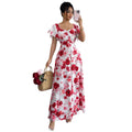 European and american cross-border  summer new print dress - slimming, waist-defining, valentine's day beach vacation maxi dress