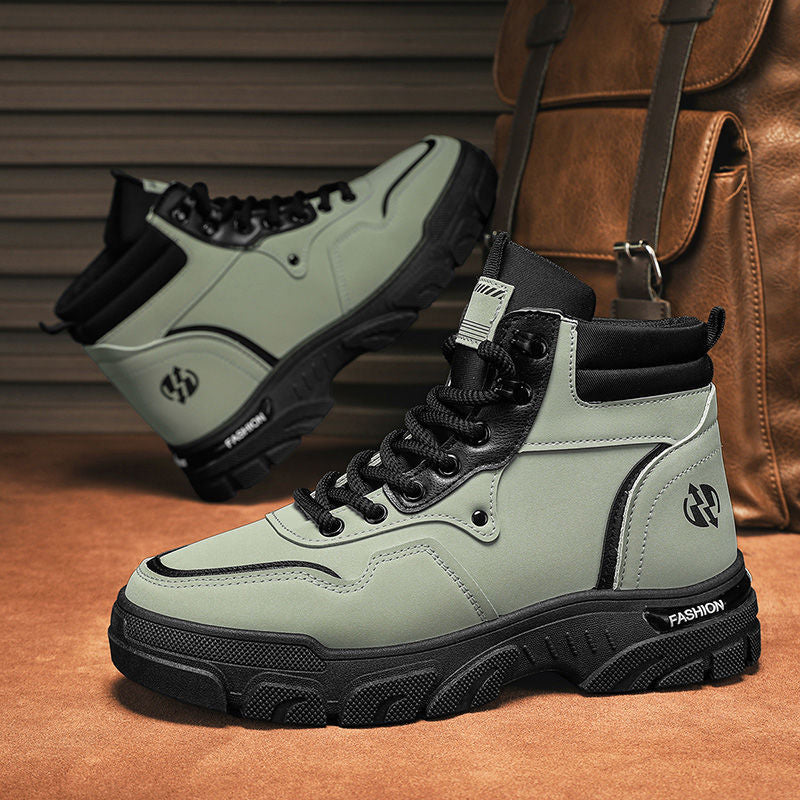 Boots for men 2025 spring new arrival british style retroworkwear rhubarb boots men's high-top outdoor waterproof leather boots