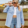 Fashion cross-border  autumn independent station  new arrival denim raw edge washed tassel topscasual shirt for women