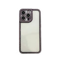 Transparent glitter diamond edge phone case for iphone 17 pro max, apple 15, premium 14, stylish women's protective cover