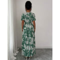 cross-border european and american floral print dress - butterfly sleeve, slit thigh maxi dress